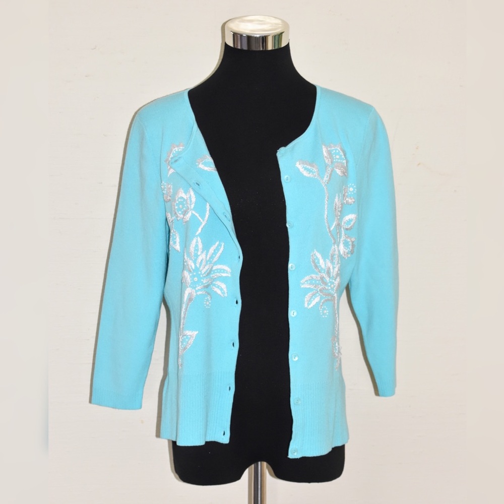 Ann Taylor Loft Cardigan w/ Floral Embroidery